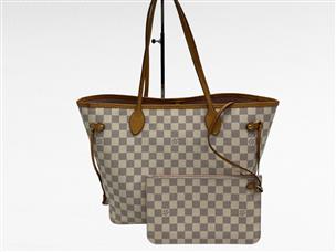 Louis vuitton neverfull mm online damier azur rose ballerine